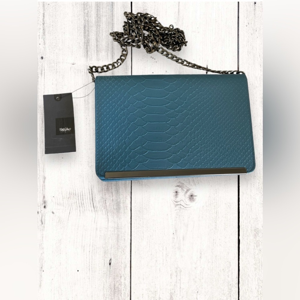 Mossimo Women's Crossbody Clutch Purse Organizer Blue Malachite Textured NWT
